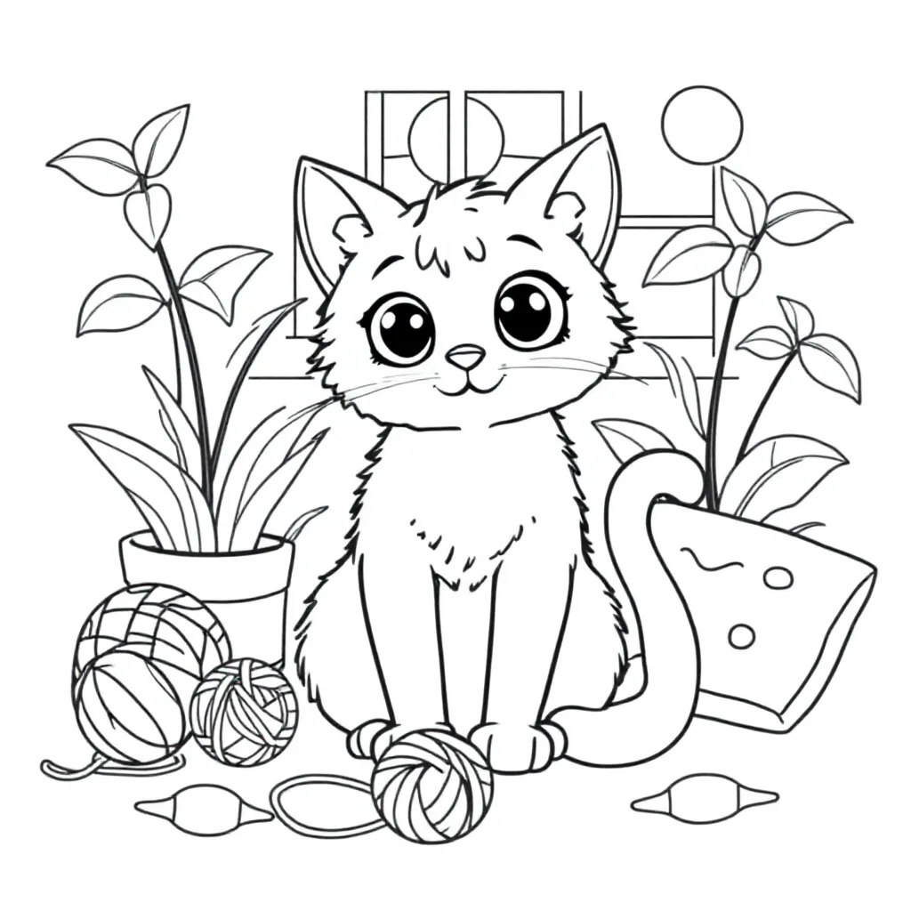 Free Cat Coloring Page for Kids