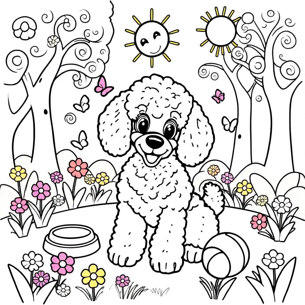 Coloring Page Dog Poodle