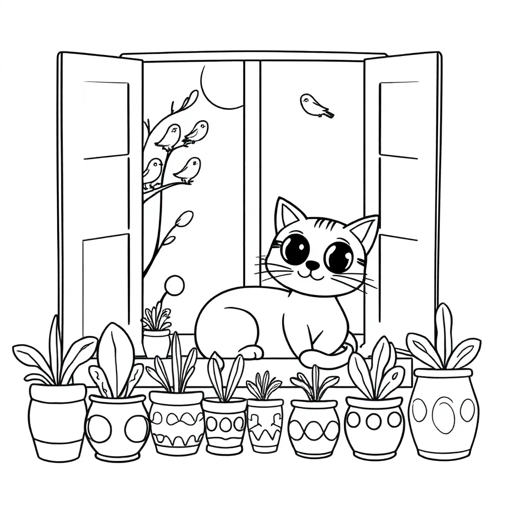 Free Cat Coloring Page for Kids
