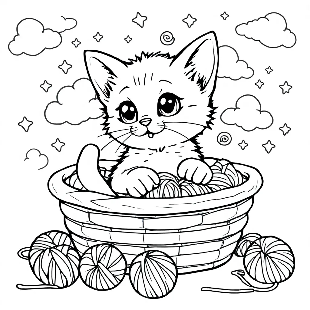 Free Kitten Coloring Page for Kids