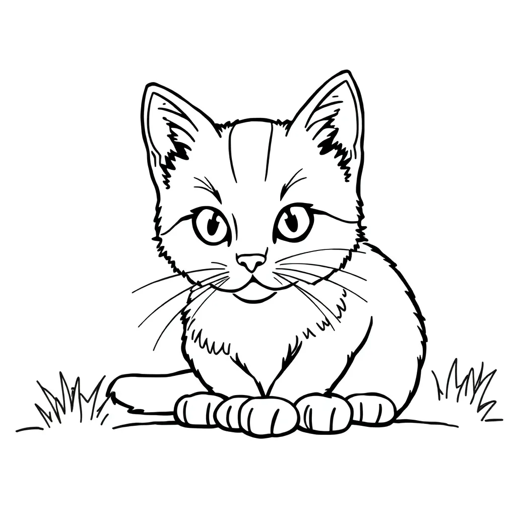 Cat, coloring page, professional line art, with coloring page for kids