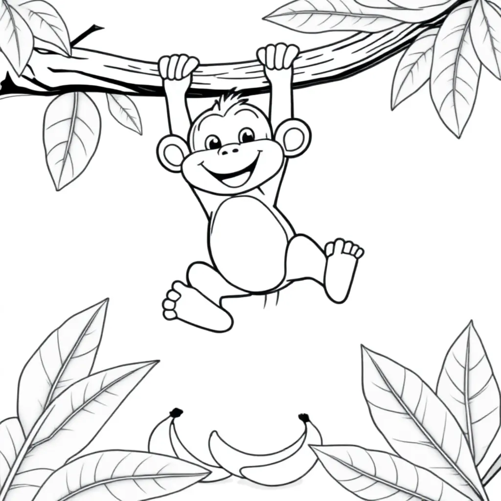 Free Monkey Coloring Page for Kids
