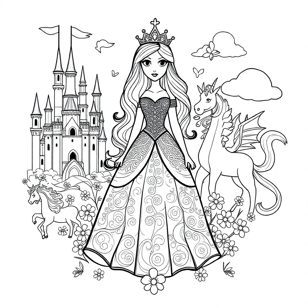 Free Princess Coloring Page for Kids