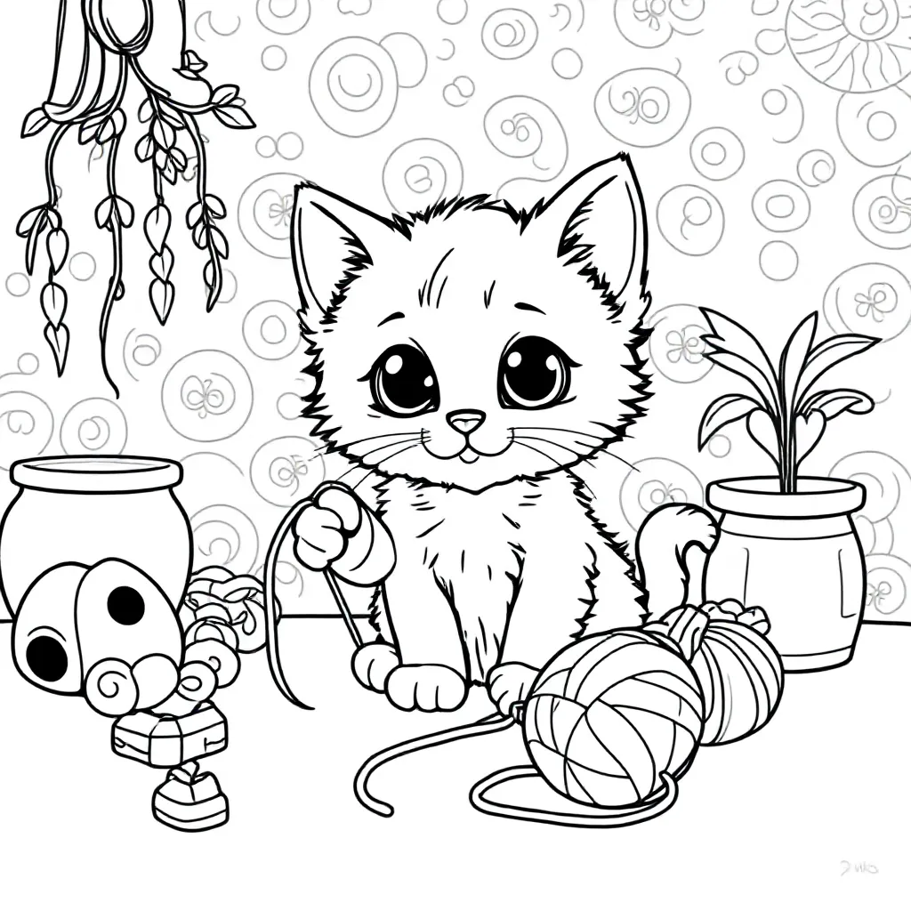 Free Kitten Coloring Page for Kids
