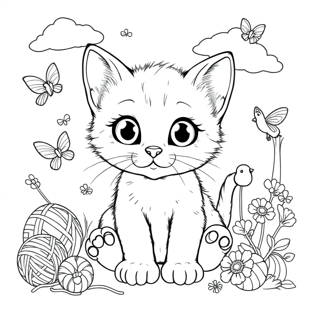 Free Kitten Coloring Page for Kids