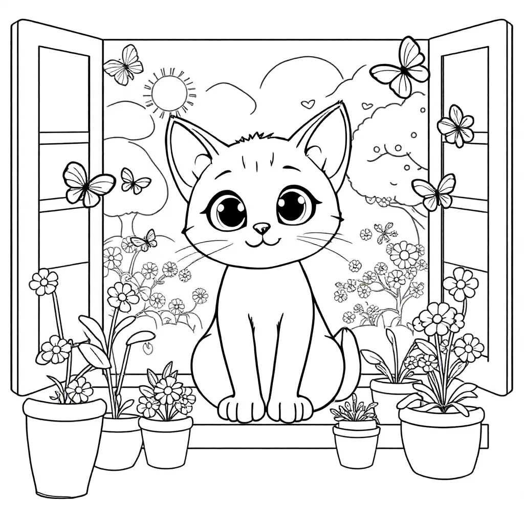 Free Kitten Coloring Page for Kids