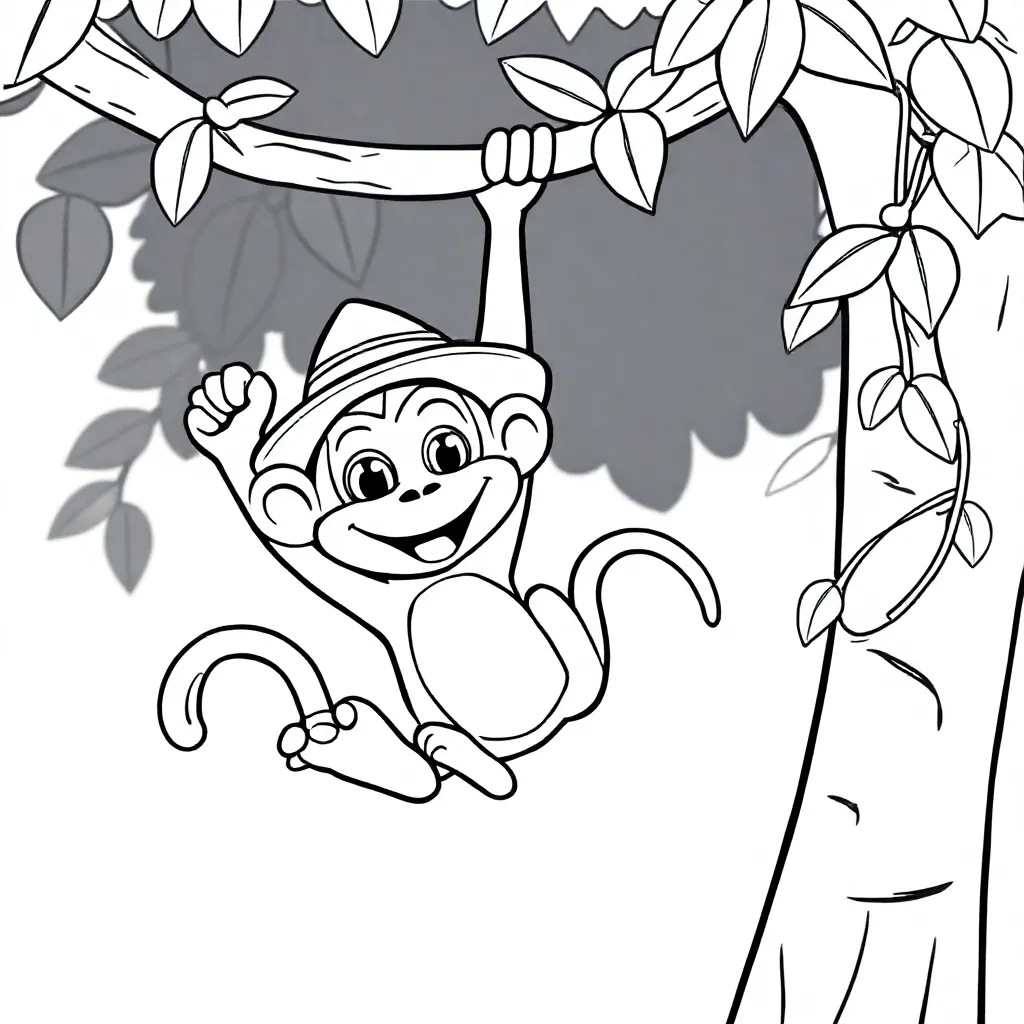 Free Monkey Coloring Page for Kids