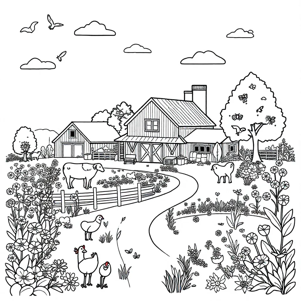 Free Farm Coloring Page - High Biodiversity Coloring Sheet for