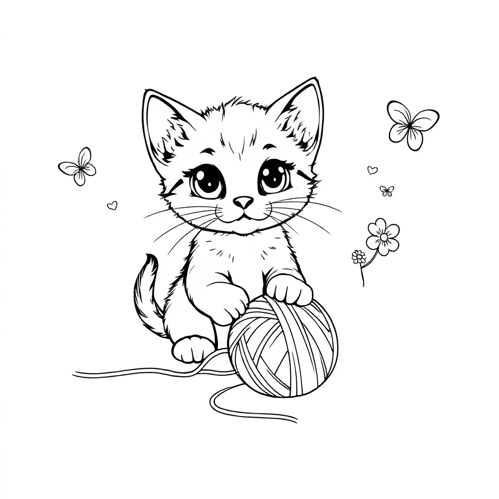 Free Kitten Coloring Page for Kids