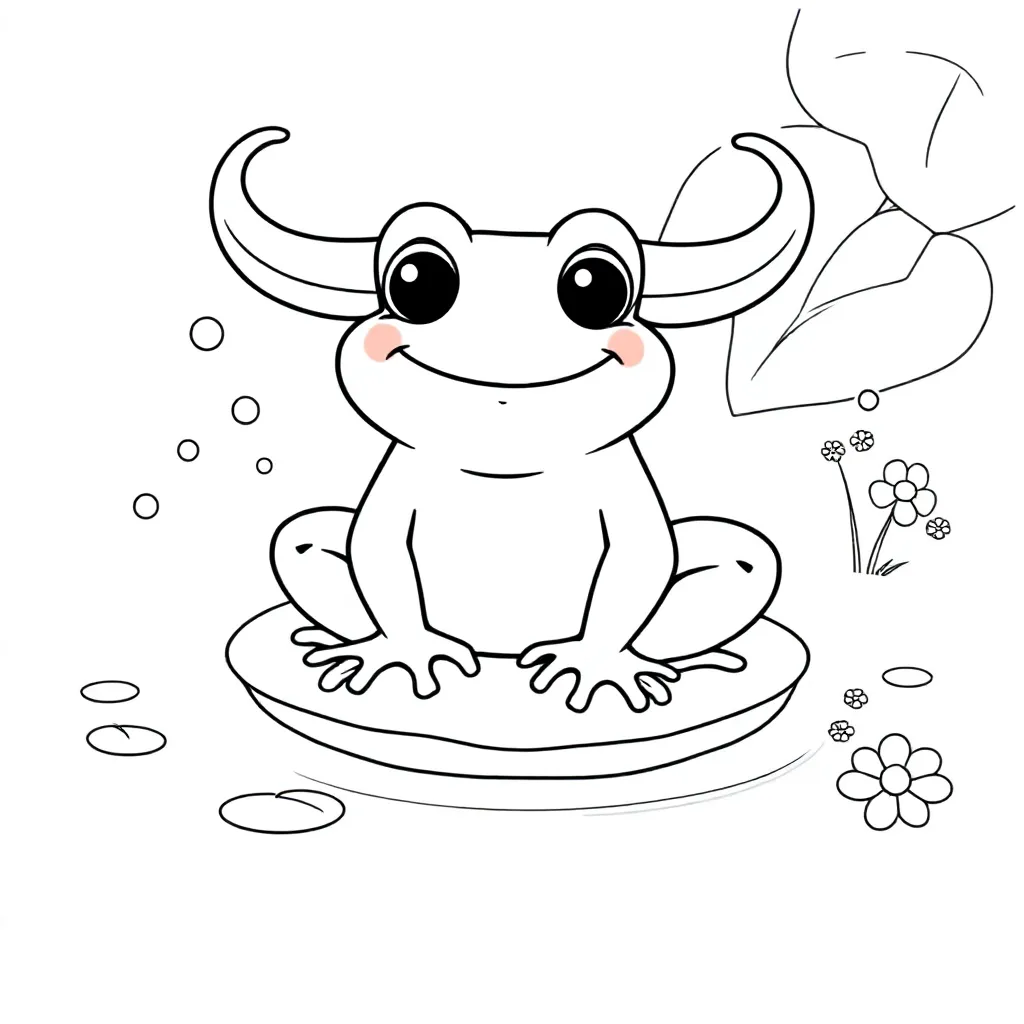 Free printable coloring page of a cheerful horned frog.