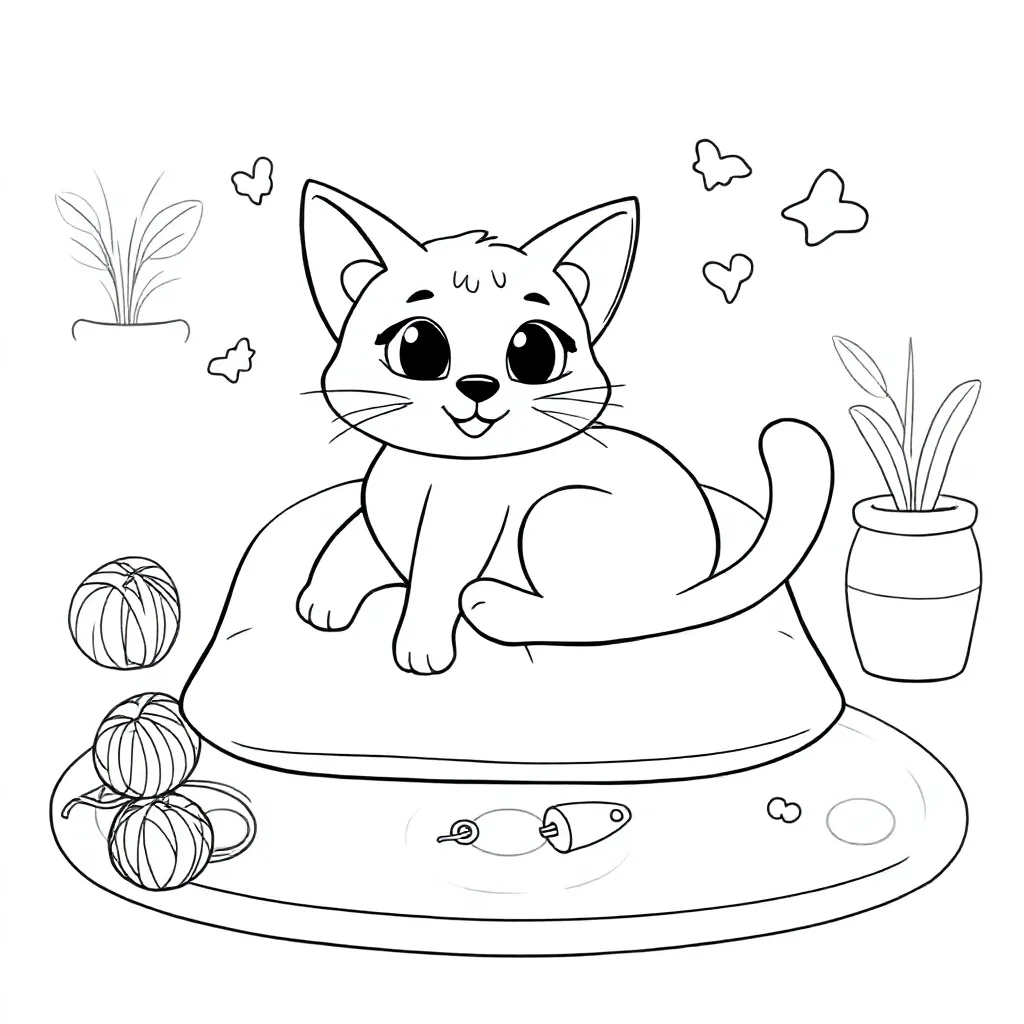 Free Cat Coloring Page for Kids