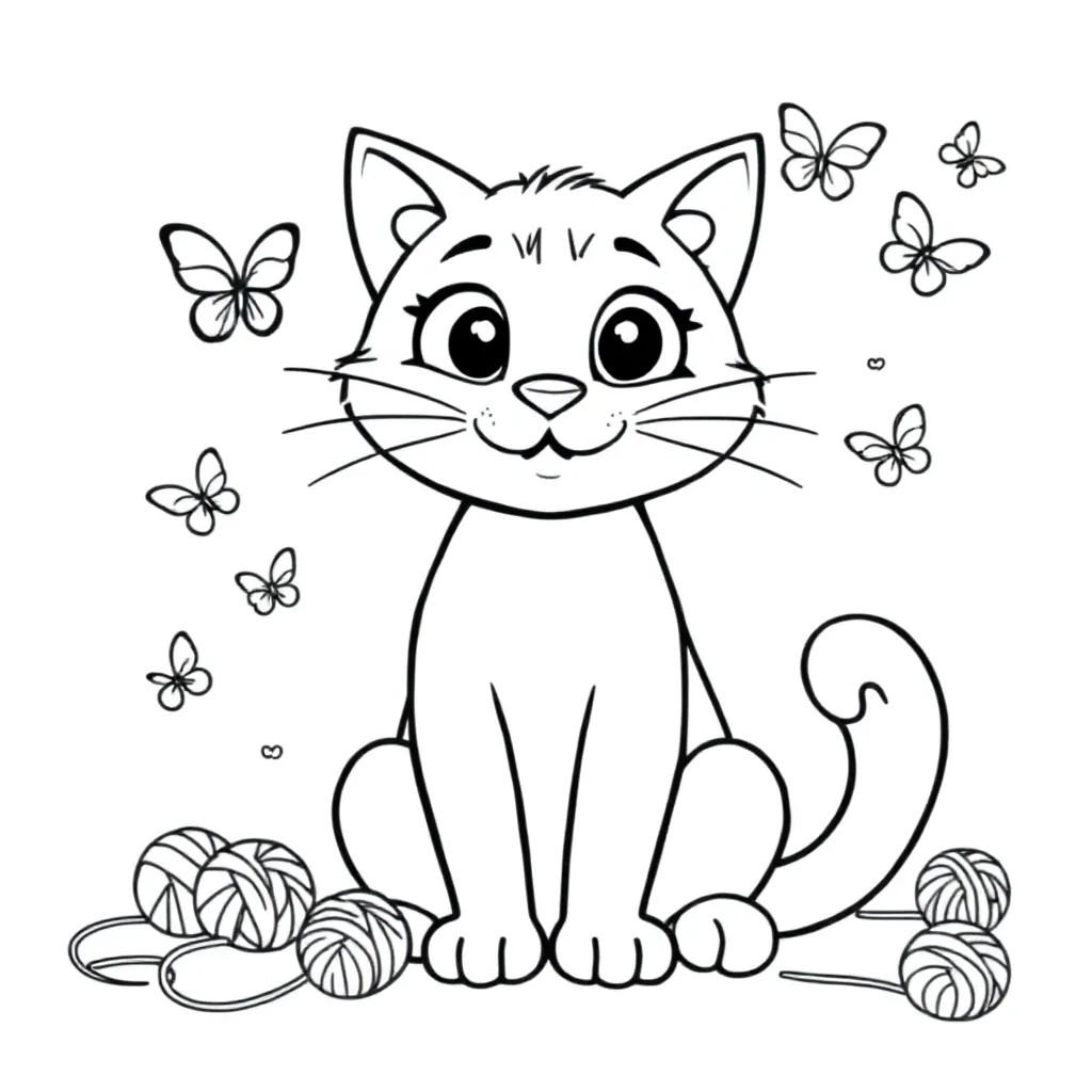 Free Cat Coloring Page for Kids