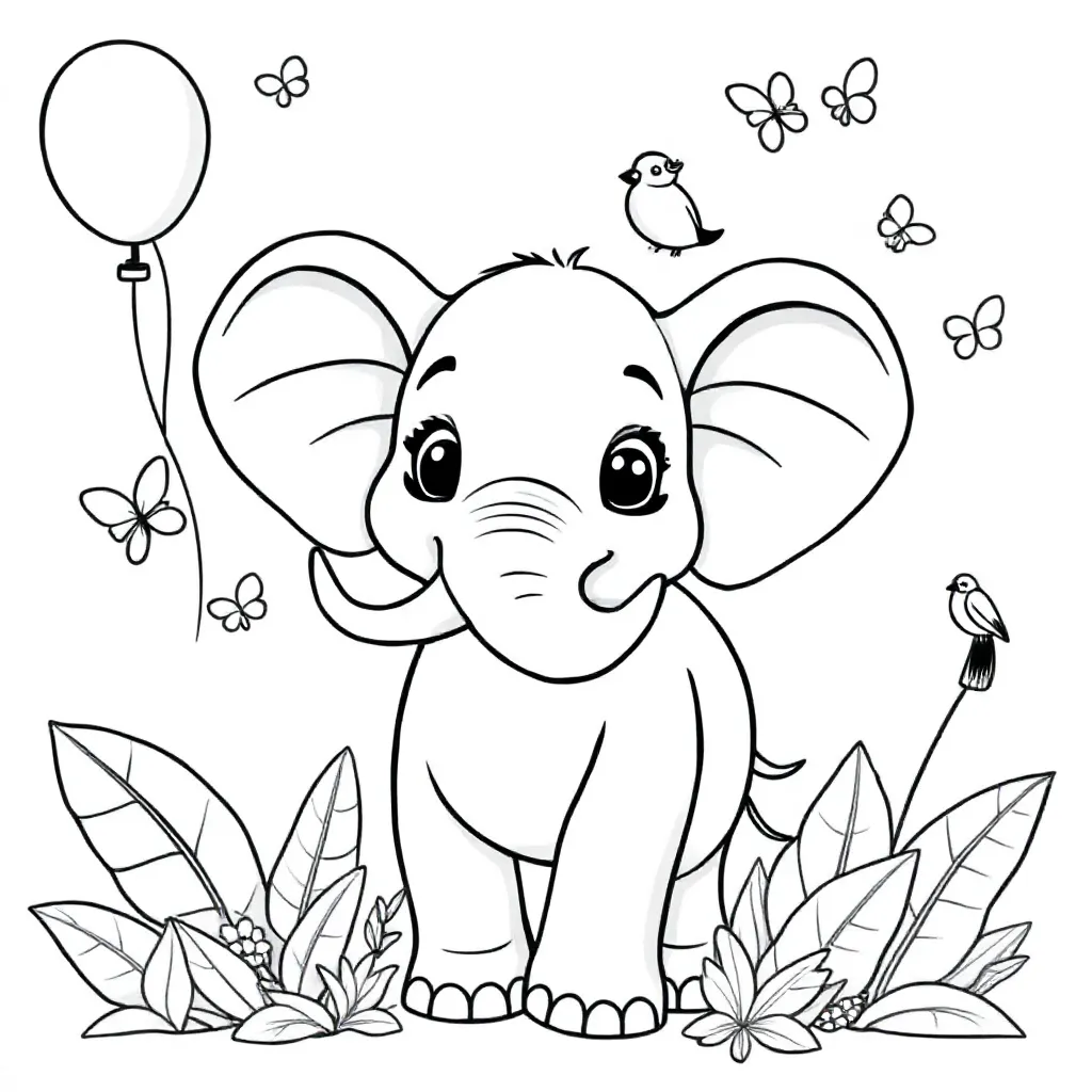 Free Elephant Coloring Page for Kids