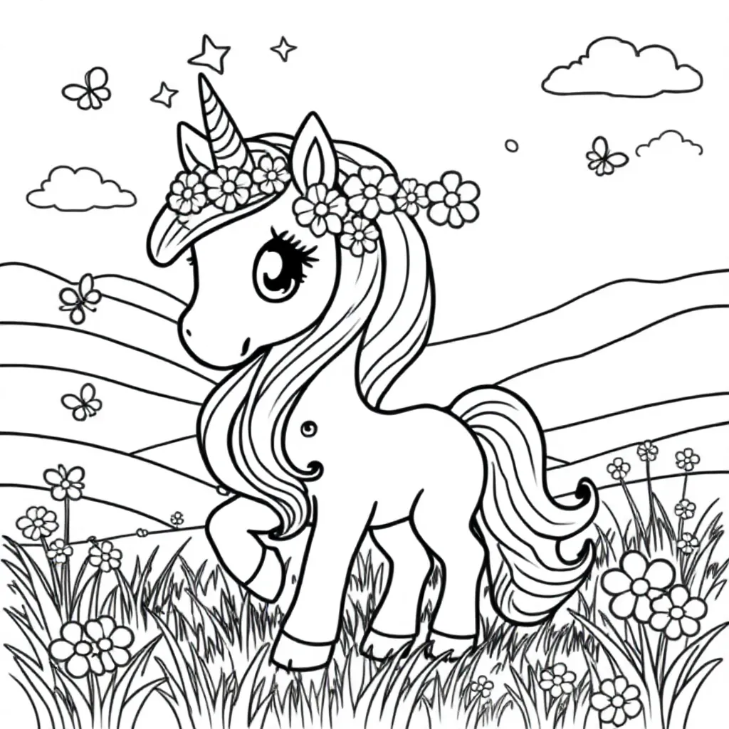 Free Unicorn Coloring Page for Kids