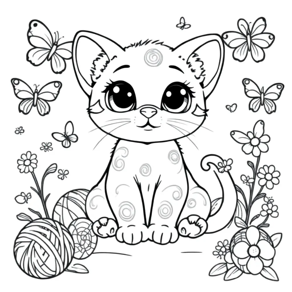 Free Kitten Coloring Page for Kids