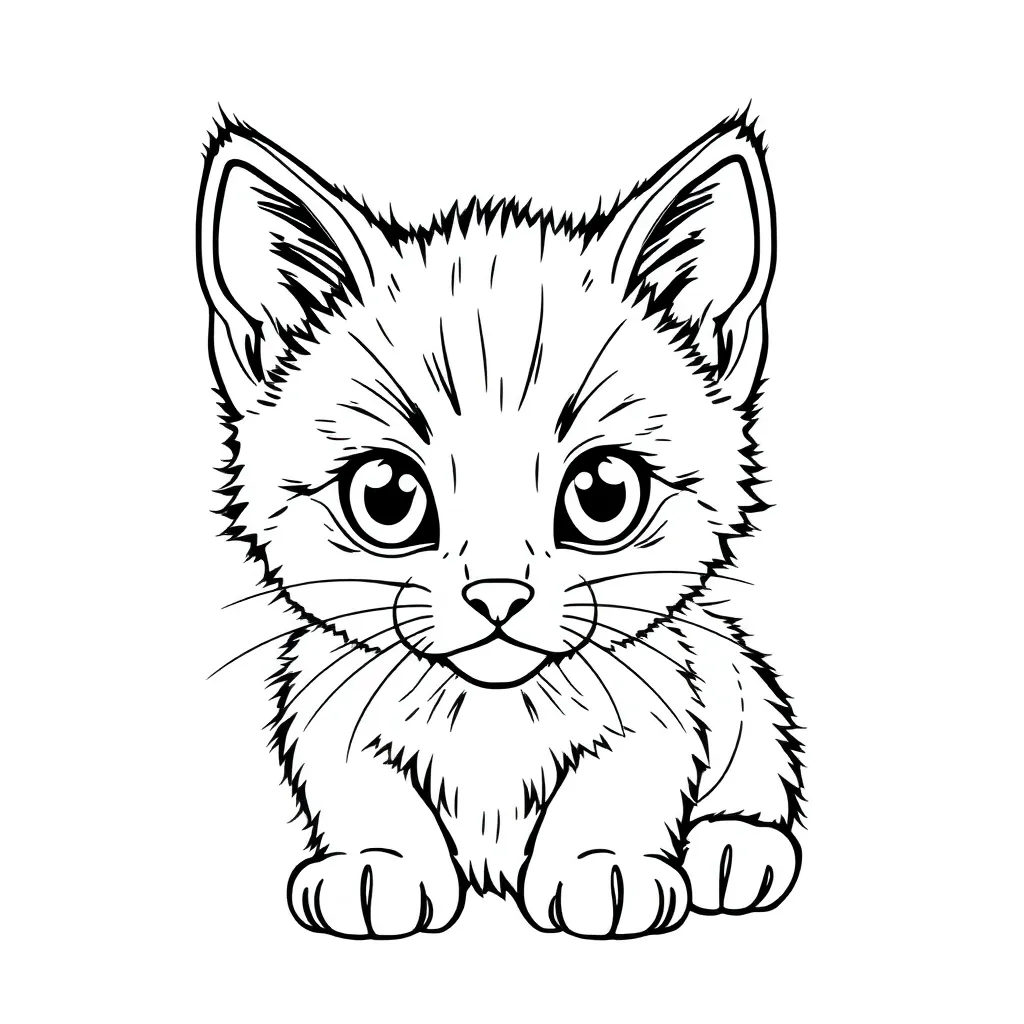 Kitten coloring page, professional line art, with coloring page for kids