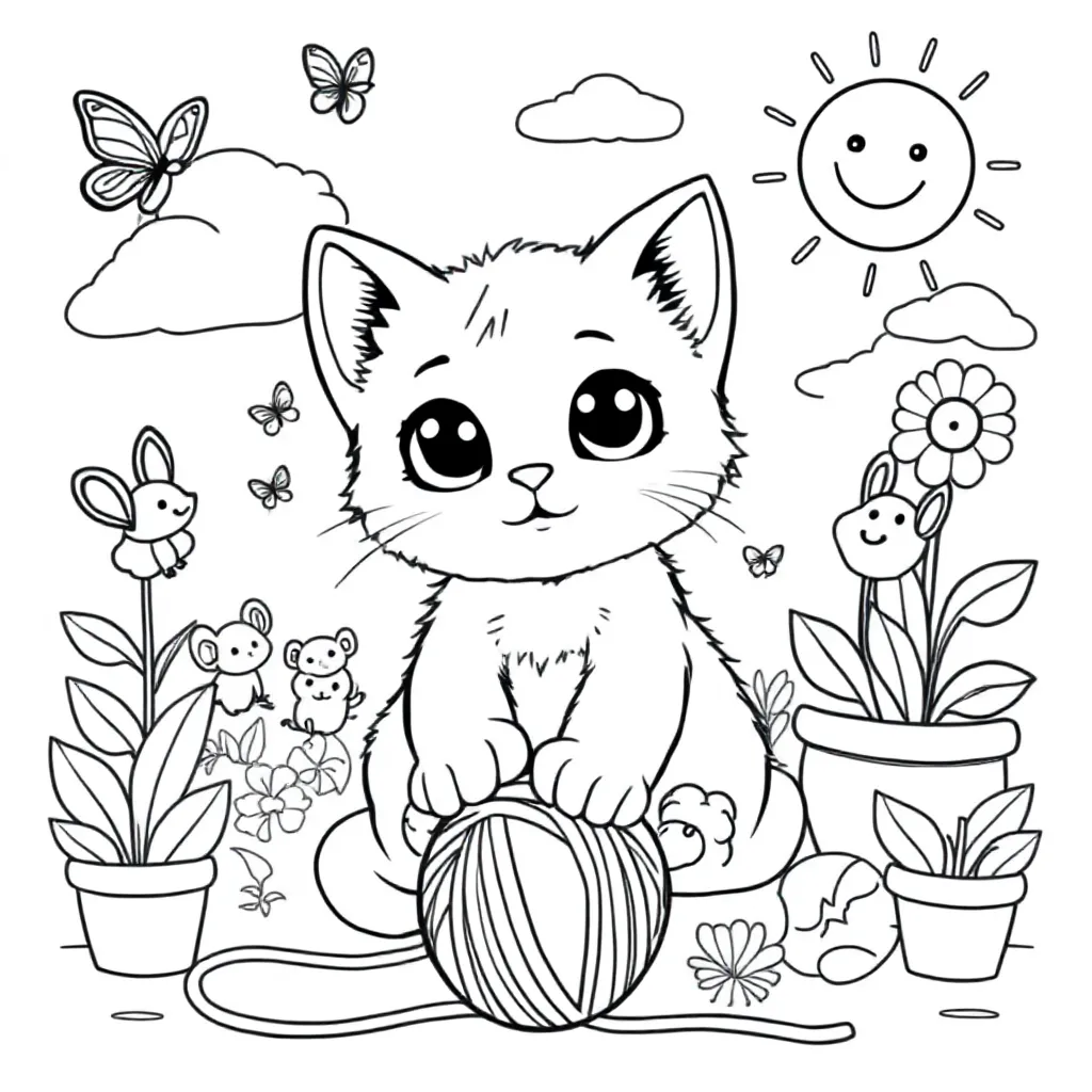 Free Kitten Coloring Page for Kids