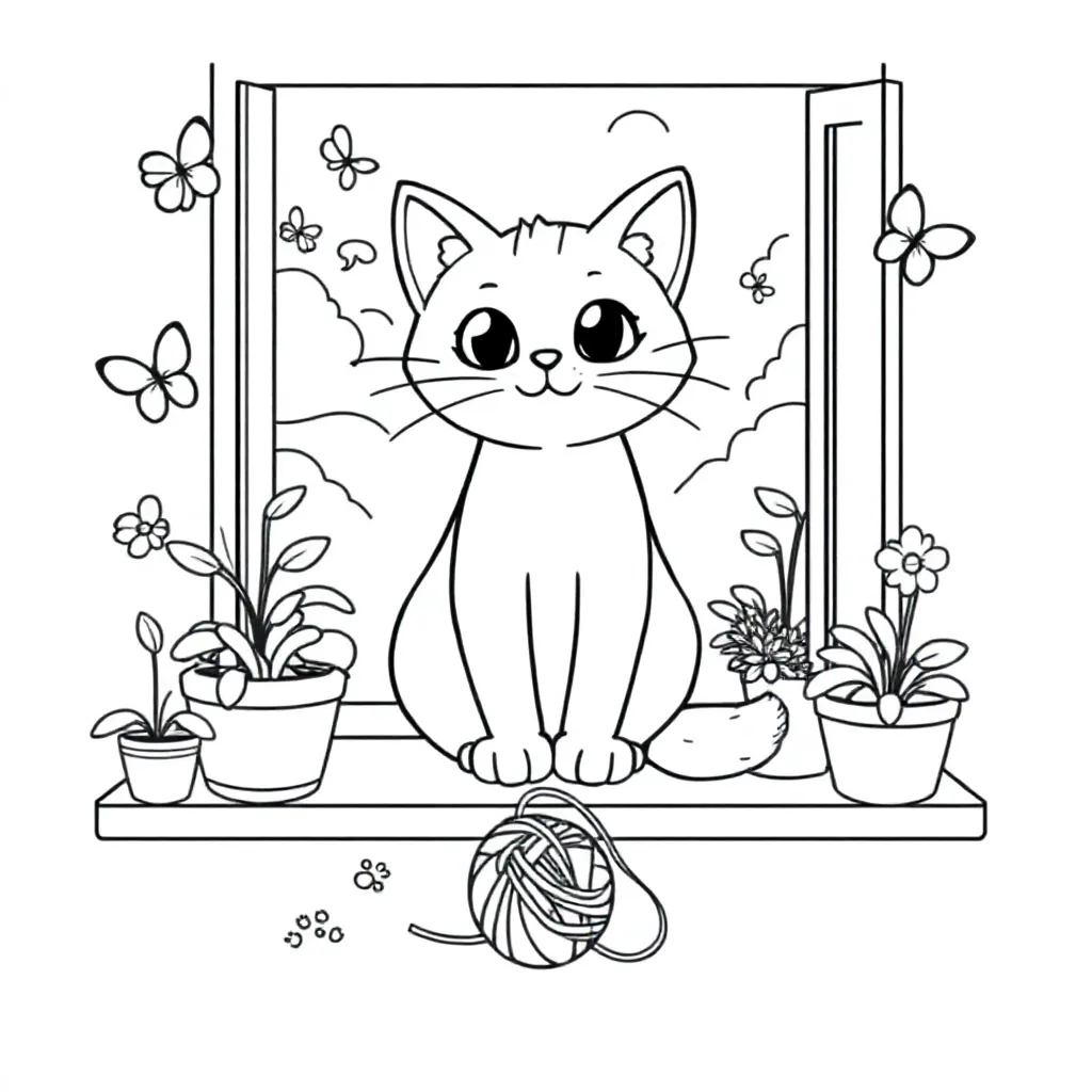Free Cat Coloring Page for Kids