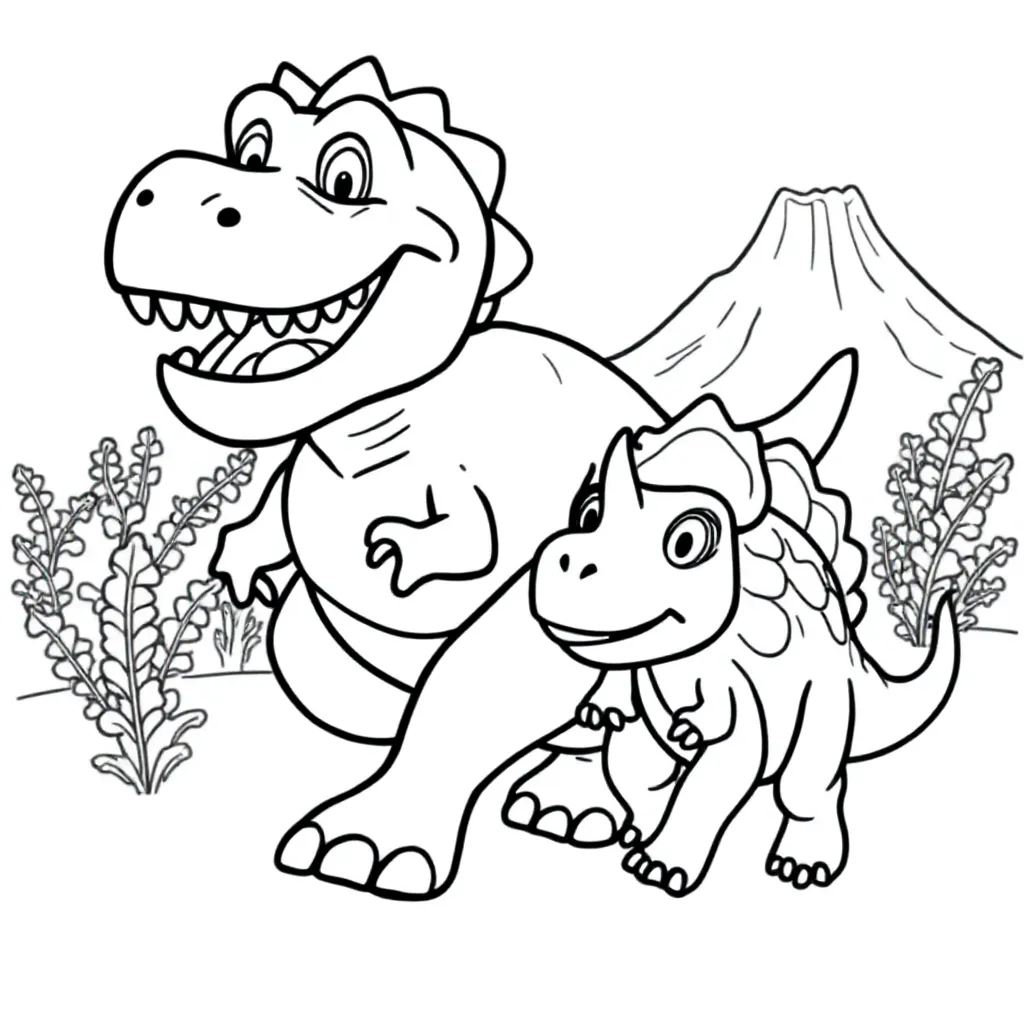 Free Dinosaur Coloring Page: A Dinosaur Chasing Another