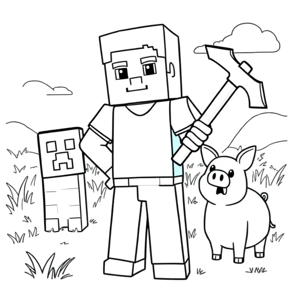 Free Minecraft Coloring Page for Kids