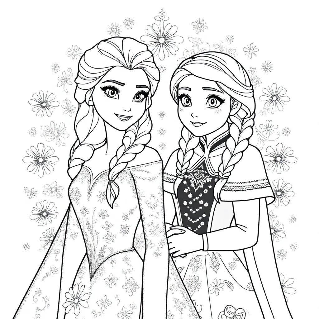Free Elsa and Anna Frozen Coloring Pages for Kids