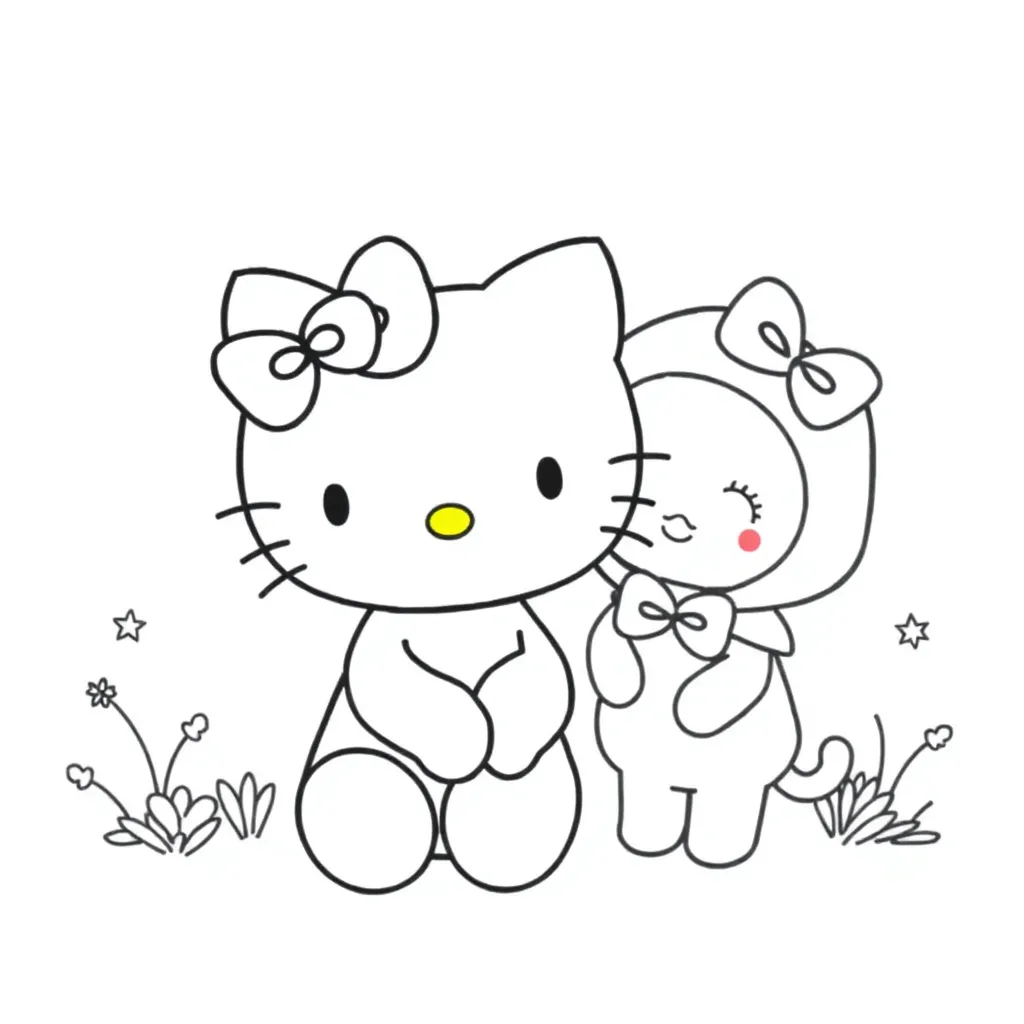 Sanrio black and white coloring pages for kids