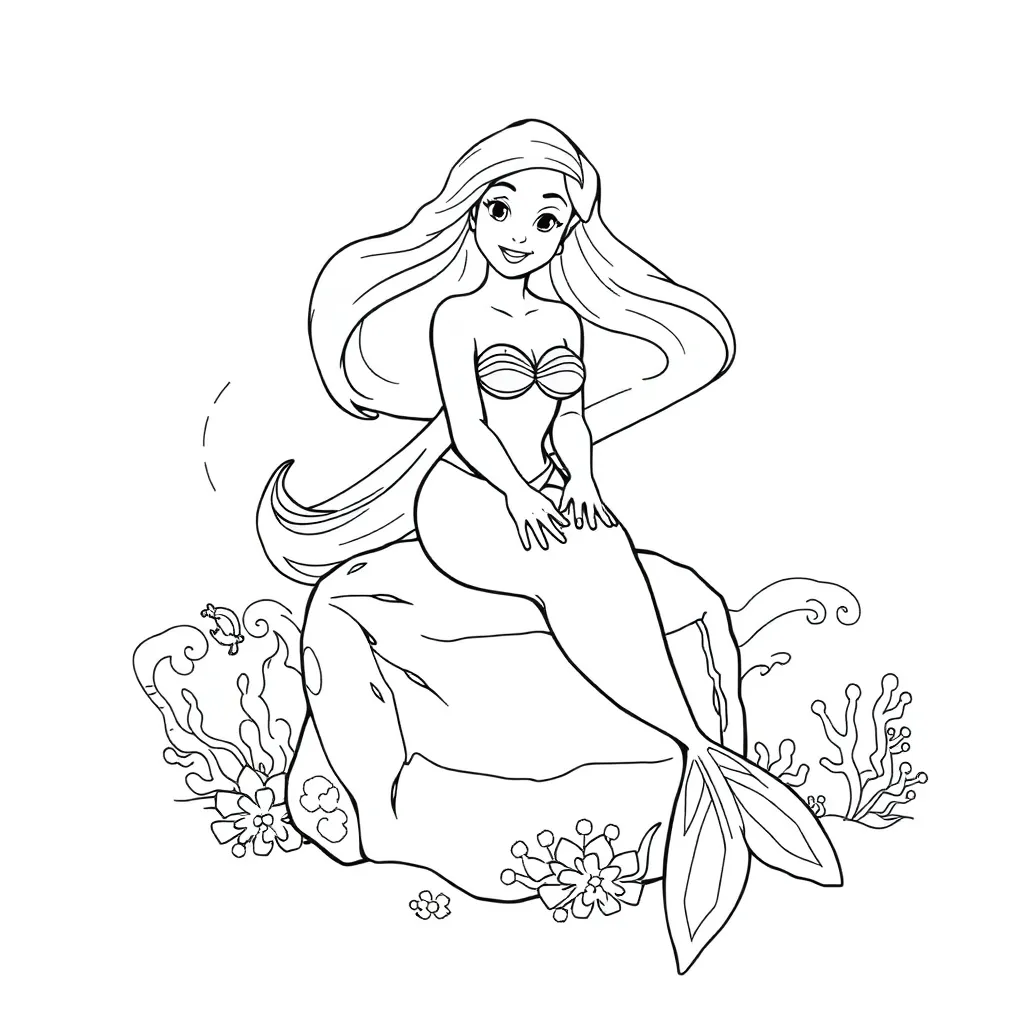 Ariel coloring page for children