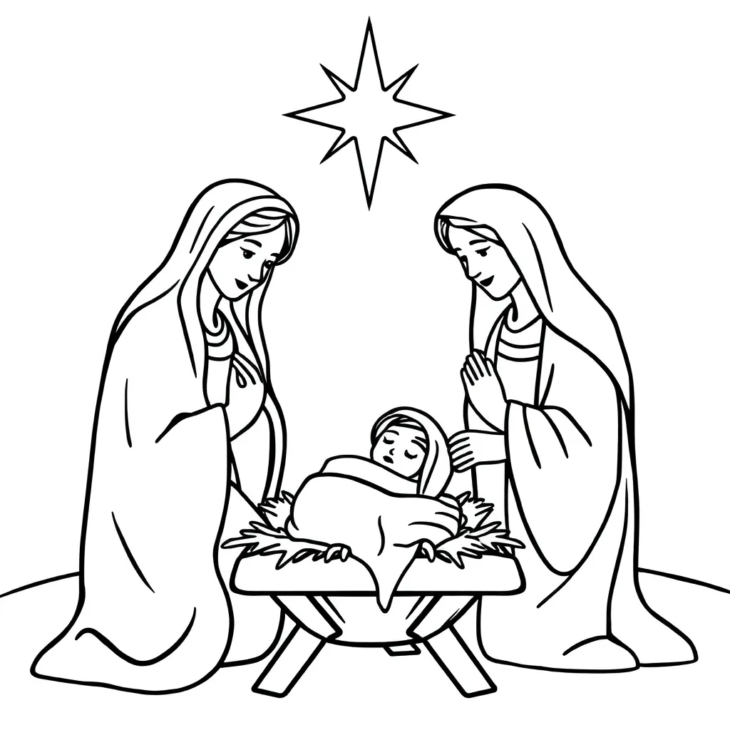 Religieuze Kerstkleurplaat coloring page for children