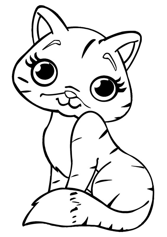 Cute Sitting Kittens coloring page for children