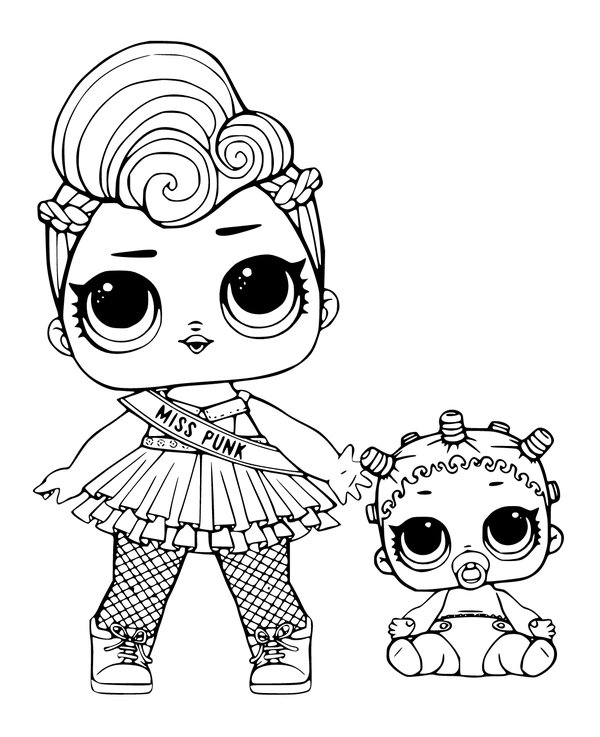 Coloring Page L.O.L. Surprise Doll Sisters Punk