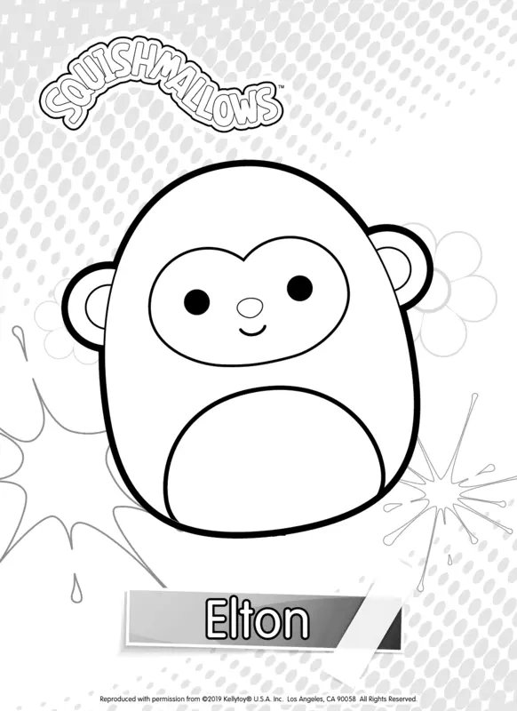 Coloring page Squishmallows Monkey Elton