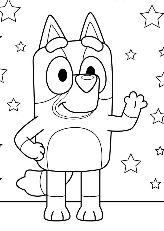 Bluey Stars Background coloring page for children
