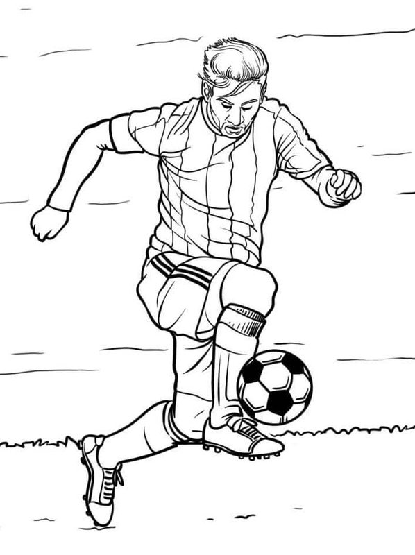 Coloring Page Lionel Messi Dribbling With The Ball