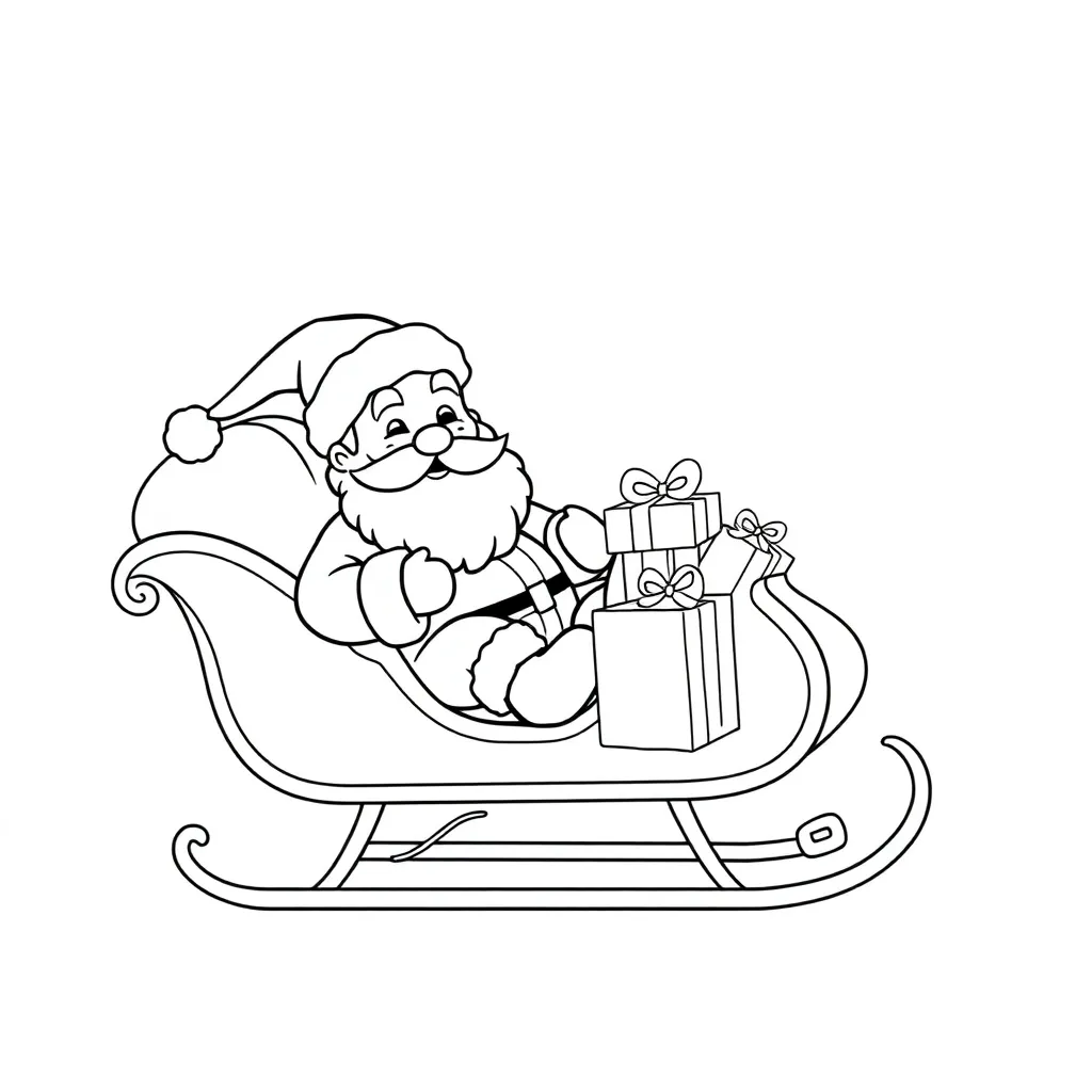 Free Christmas Coloring Pages: Santa Claus, Reindeer, Snowy Landscape, Gifts