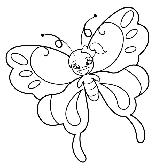 Coloring Page Girls Butterfly