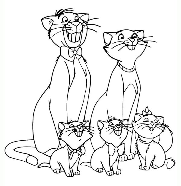 Coloring Page Cats Aristocats Together