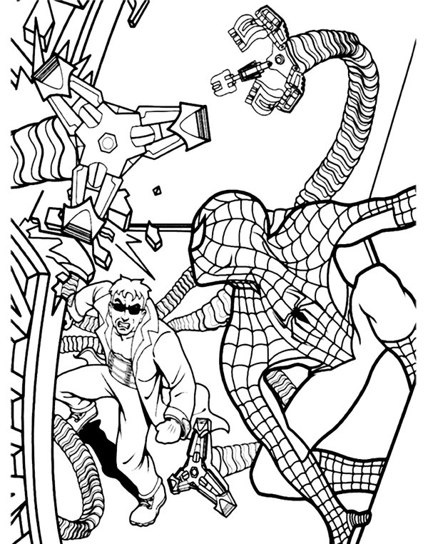 Coloring Page Spiderman in Action