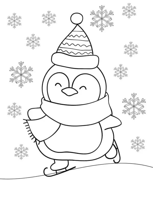 Kawaii Penguin Coloring Pages