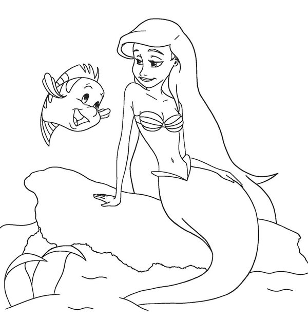 Coloring page Ariel Sitting on a Stone Pot
