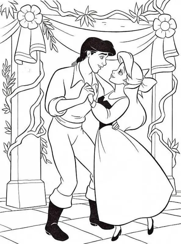 Coloring Page Ariel Dancing Prince