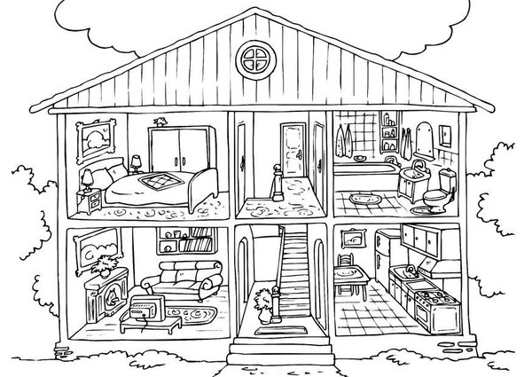 Detailed House Coloring Page