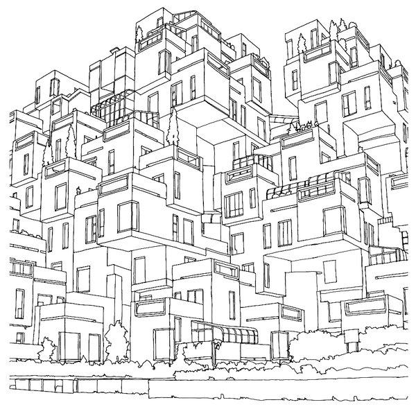 Coloring Page House in Blocks Building