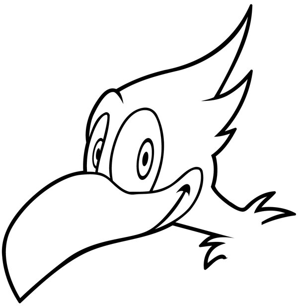 Coloring Page Bird Head Cartoon