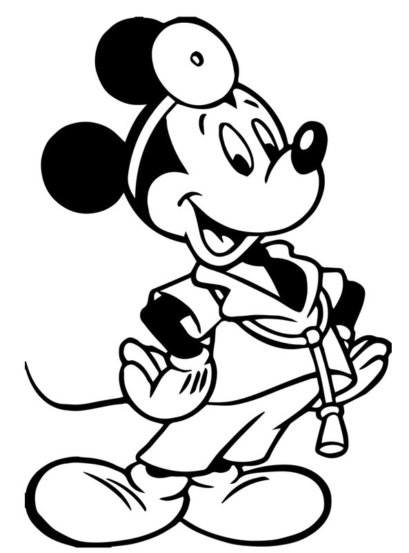 Dokter Mickey Mouse coloring page for children