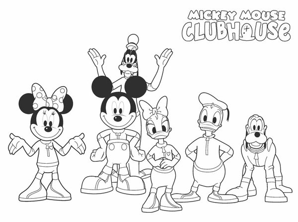 Mickey Mouse Clubhouse Coloring Page with Friends