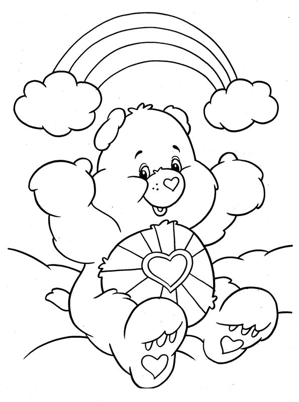 Feuille de coloriage Arc-en-ciel avec Ourson en peluche