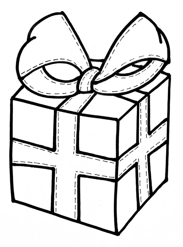 Coloring Page Sinterklaas Gift with Ribbon