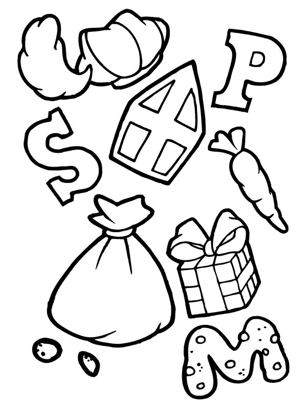 Sinterklaas Coloring Pages: Letters & Elements
