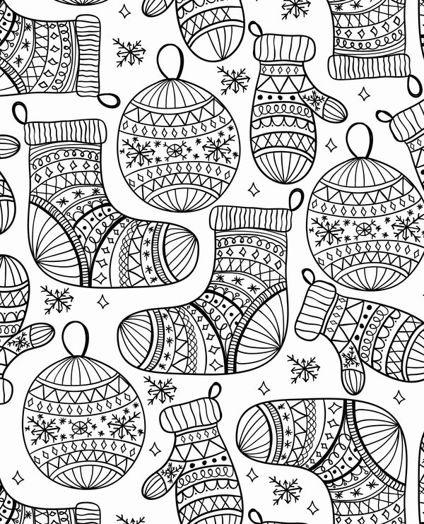 Christmas Sock and Ornament Coloring Pages
