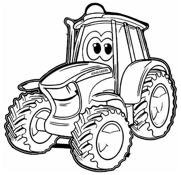 Cute John Deere Tractor Coloring Page